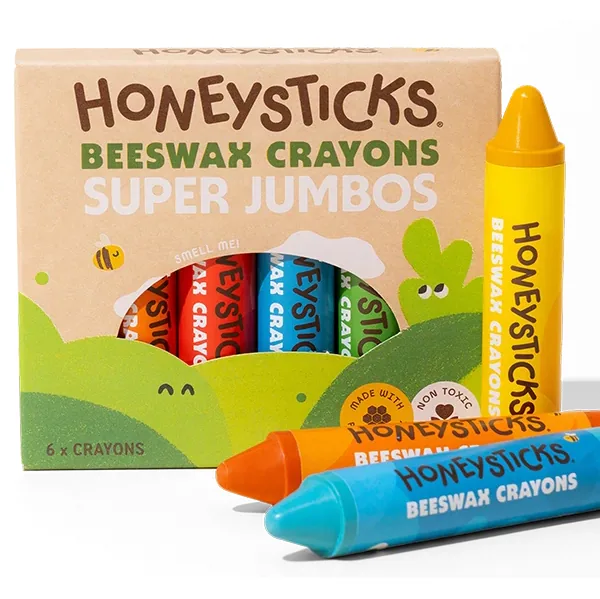 Beeswax Crayons Super Jumbos, 6 Pack